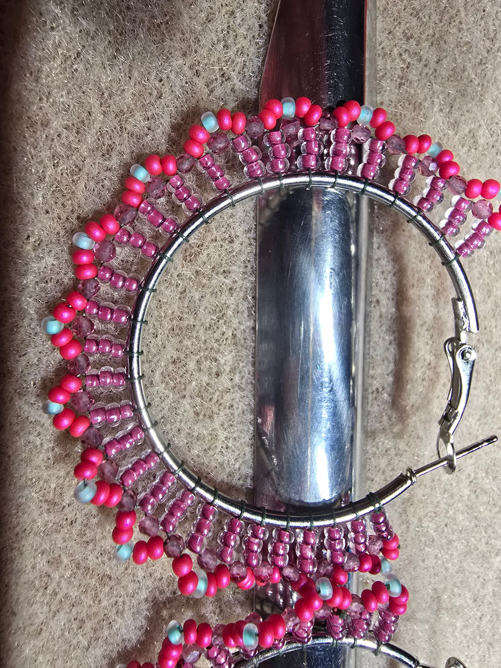 Floral Inspired Beaded Stainless Hoops