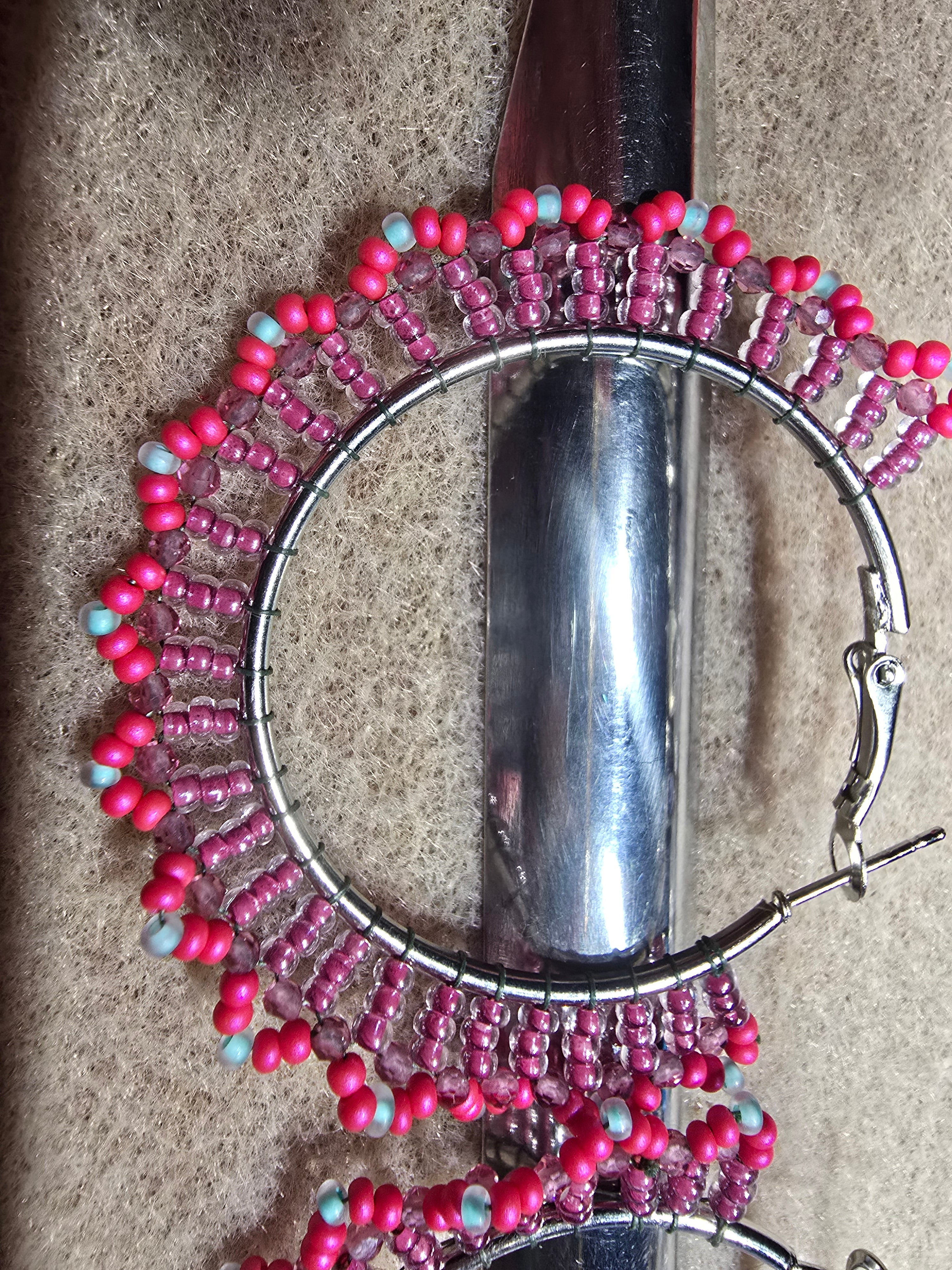Floral Inspired Beaded Stainless Hoops