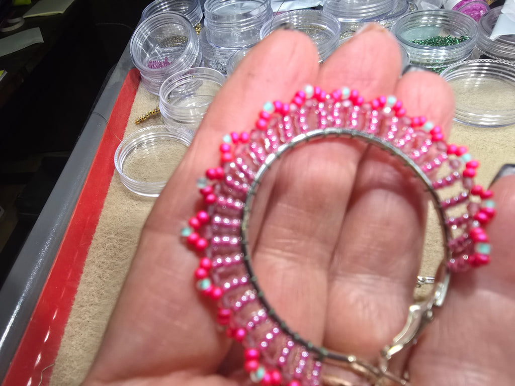 Floral Inspired Beaded Stainless Hoops